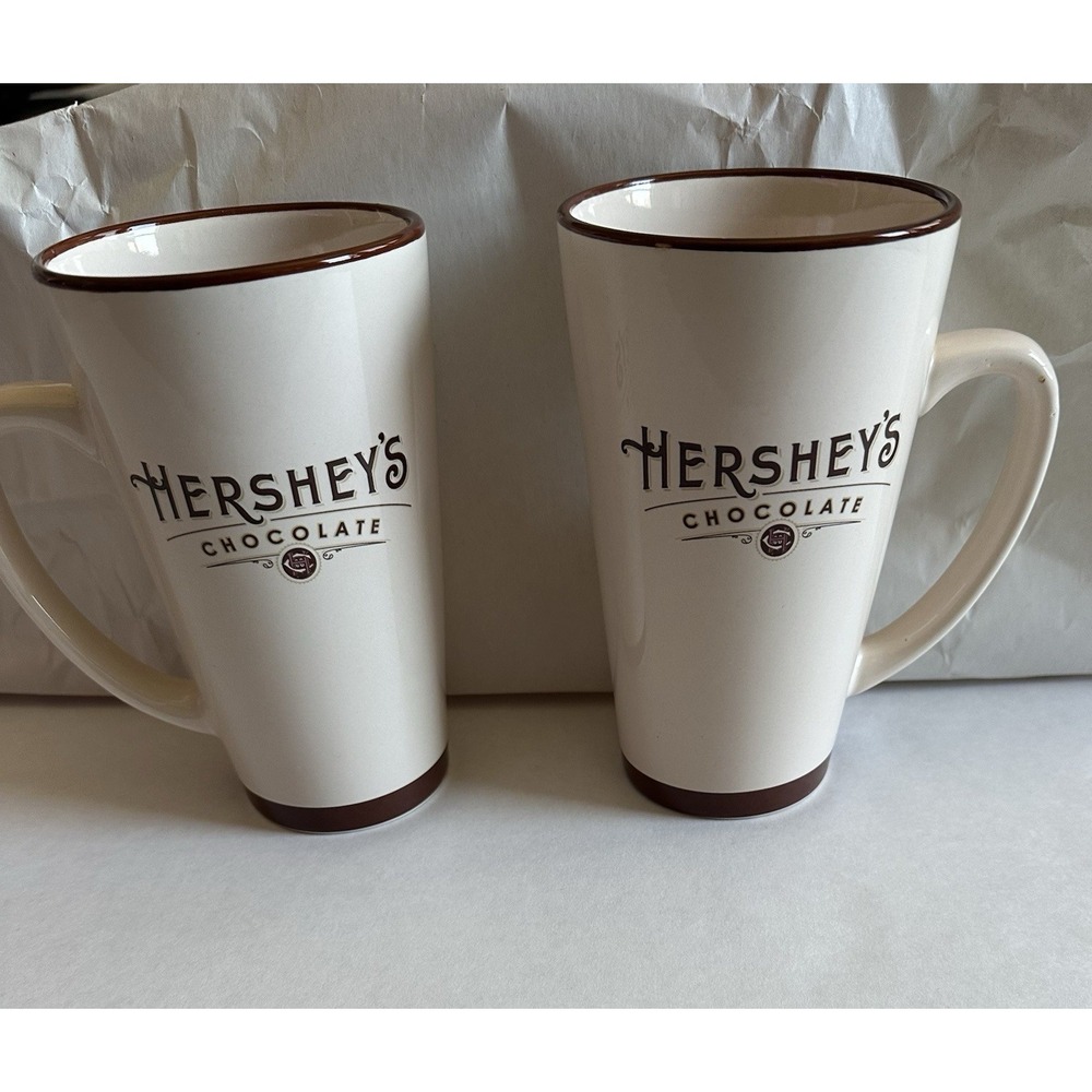 Hershey Chocolate Collectible Mugs By Galerie Cream Brown Tall Latte Style 16 0z